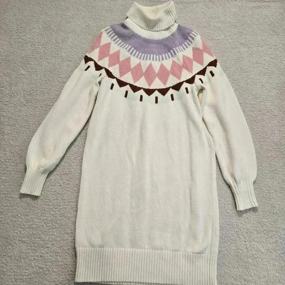 Free Assembly Fair Isle Sweater Dress Women's Size M Cotton Wool Blend NWOT